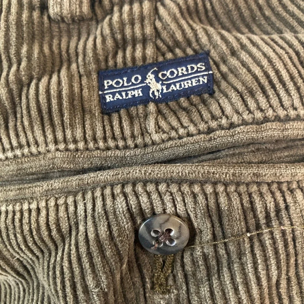 VTG Polo Ralph Lauren Andrew Pant CORDUROY Men 36x34 (Fit 33x28) Brown Preppy